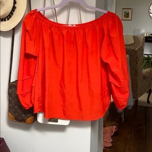 Vibrant red off the shoulder top!